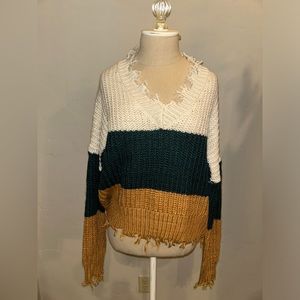 HYFVE color block fringe sweater